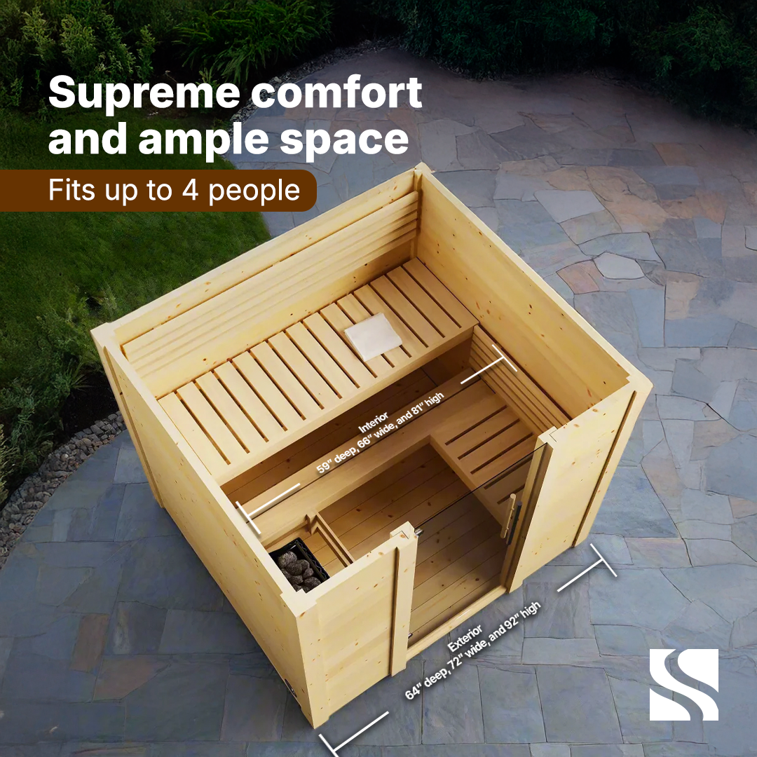 SaunaLife Model G2 4 Person Garden Series Outdoor Home Sauna Kit