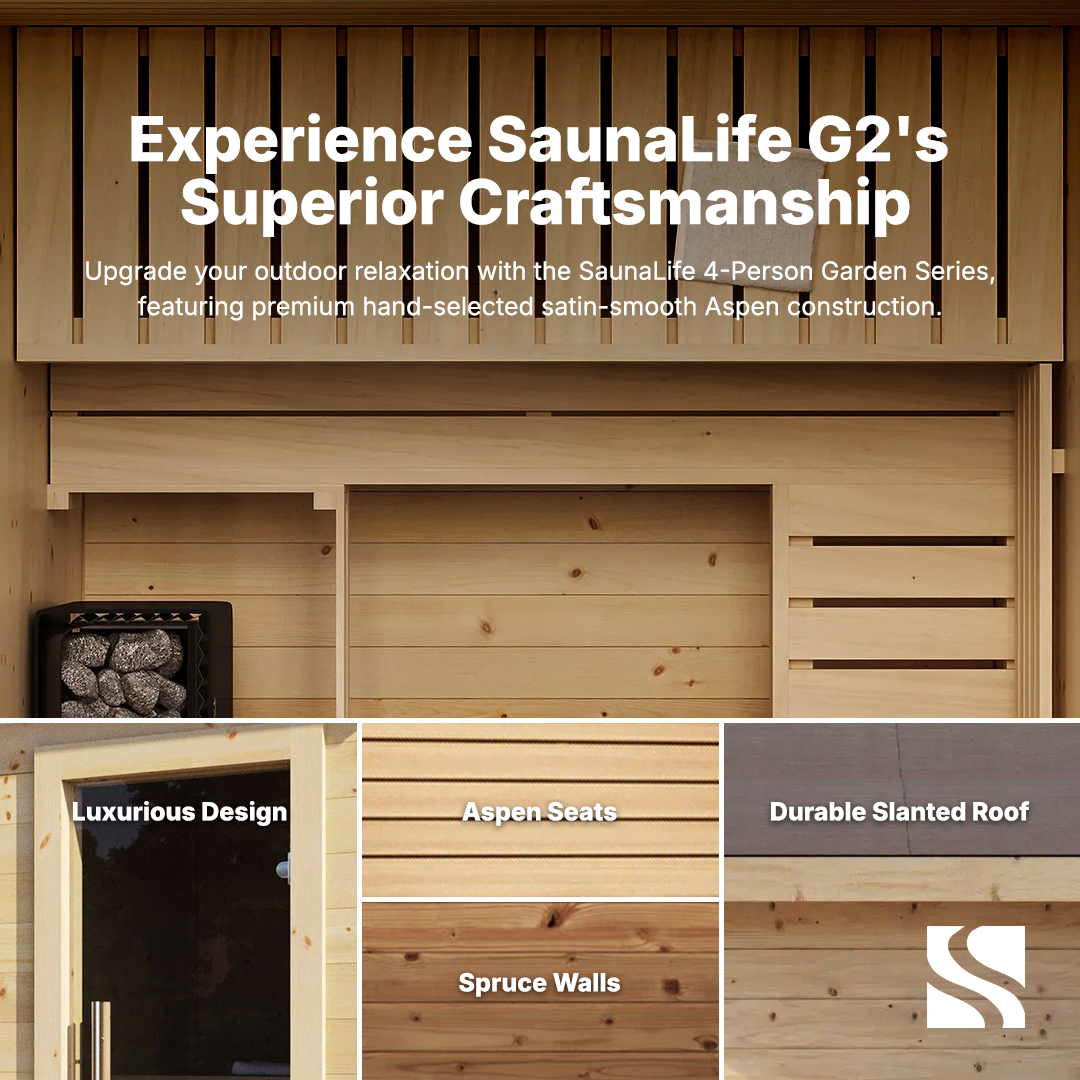 SaunaLife Model G2 4 Person Garden Series Outdoor Home Sauna Kit