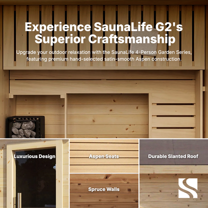 SaunaLife Model G2 4 Person Garden Series Outdoor Home Sauna Kit